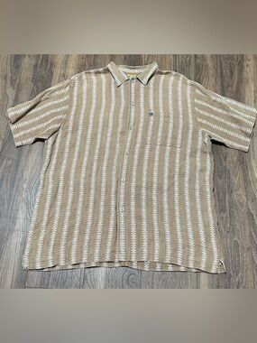 The North Face Men's Shirt XL Linen Button Down  A5 Series Aztec Striped Brown